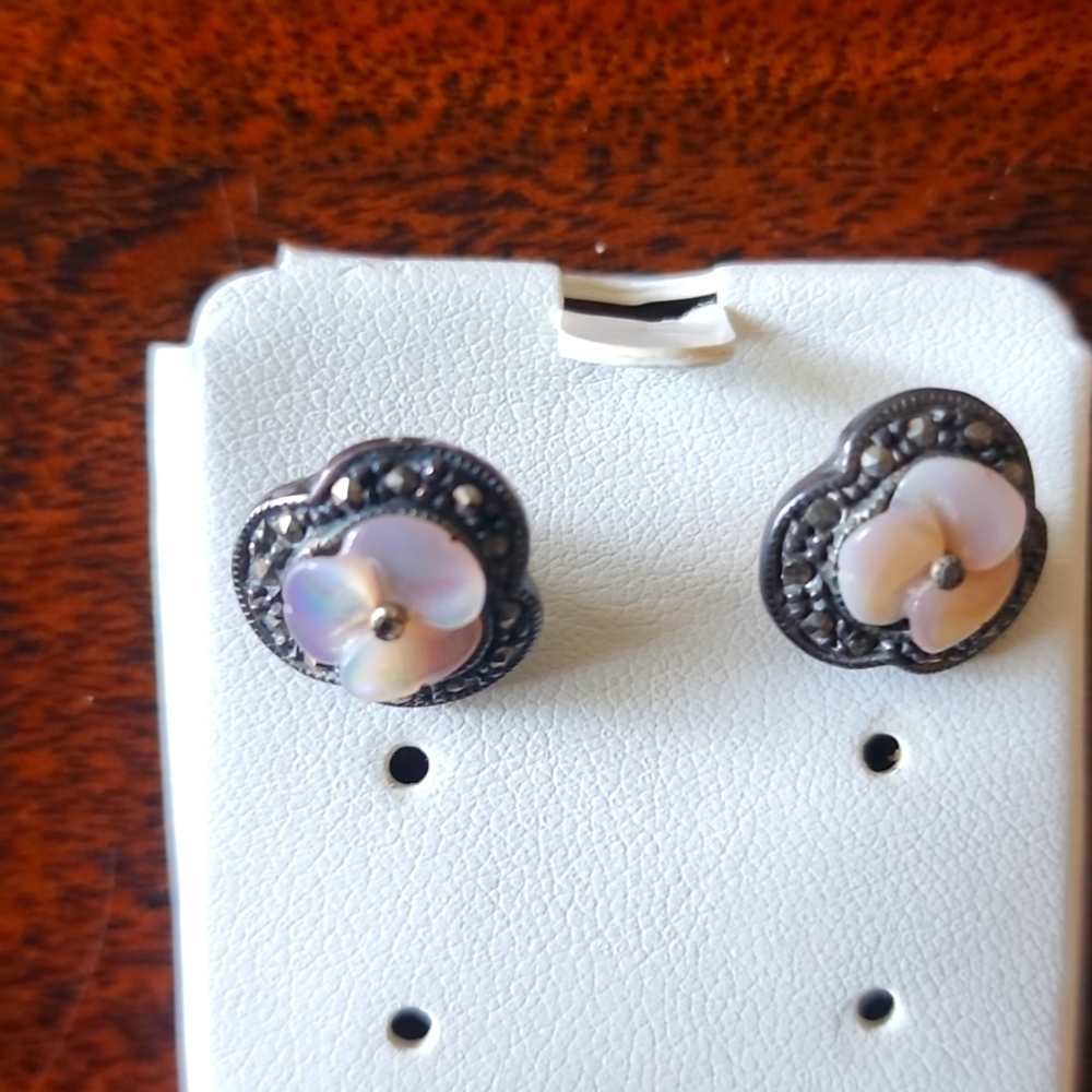 Marcasite and Mother of Pearl Earrings